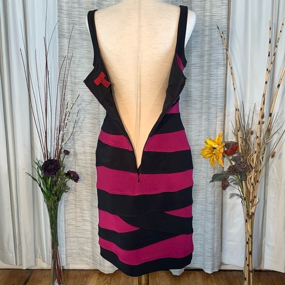 JS Collection purple with black bandage straps sleeveless sheath dress. - Picture 11 of 16